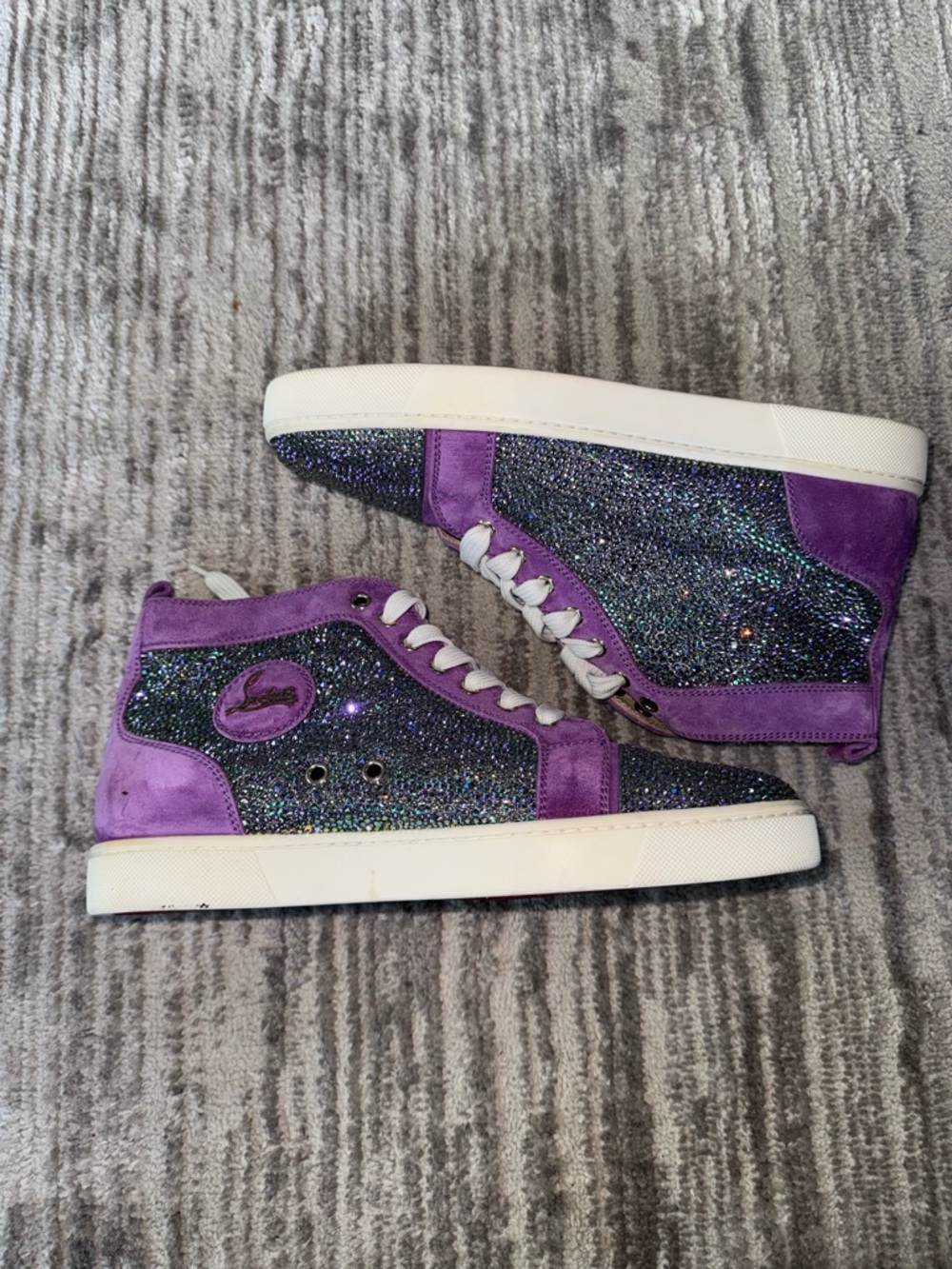 Christian Louboutin Purple and Sparkle High-Top Sneakers